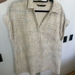 Zara Multicolor Tweed Short Sleeve box mini dress